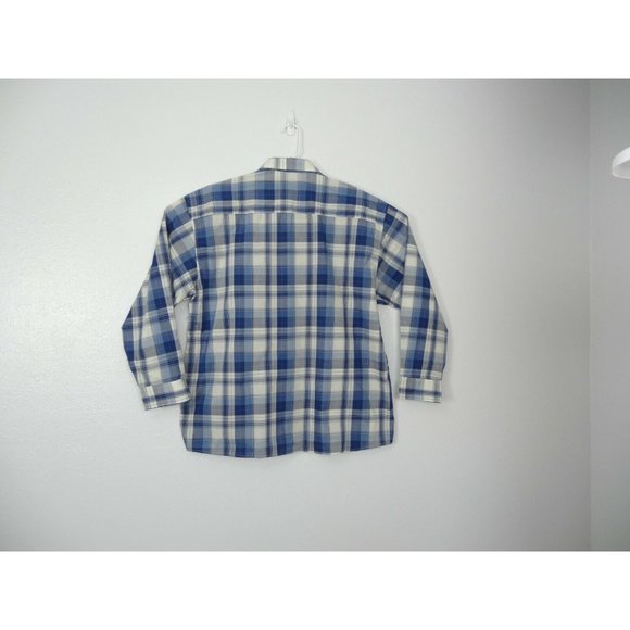 J. G. HOOK Mens Shirt XL Long Sleeve Button Up Plaid Blue White - Picture 5 of 8